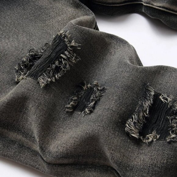 Black Mens Distressed Jeans - Picture 7 of 8